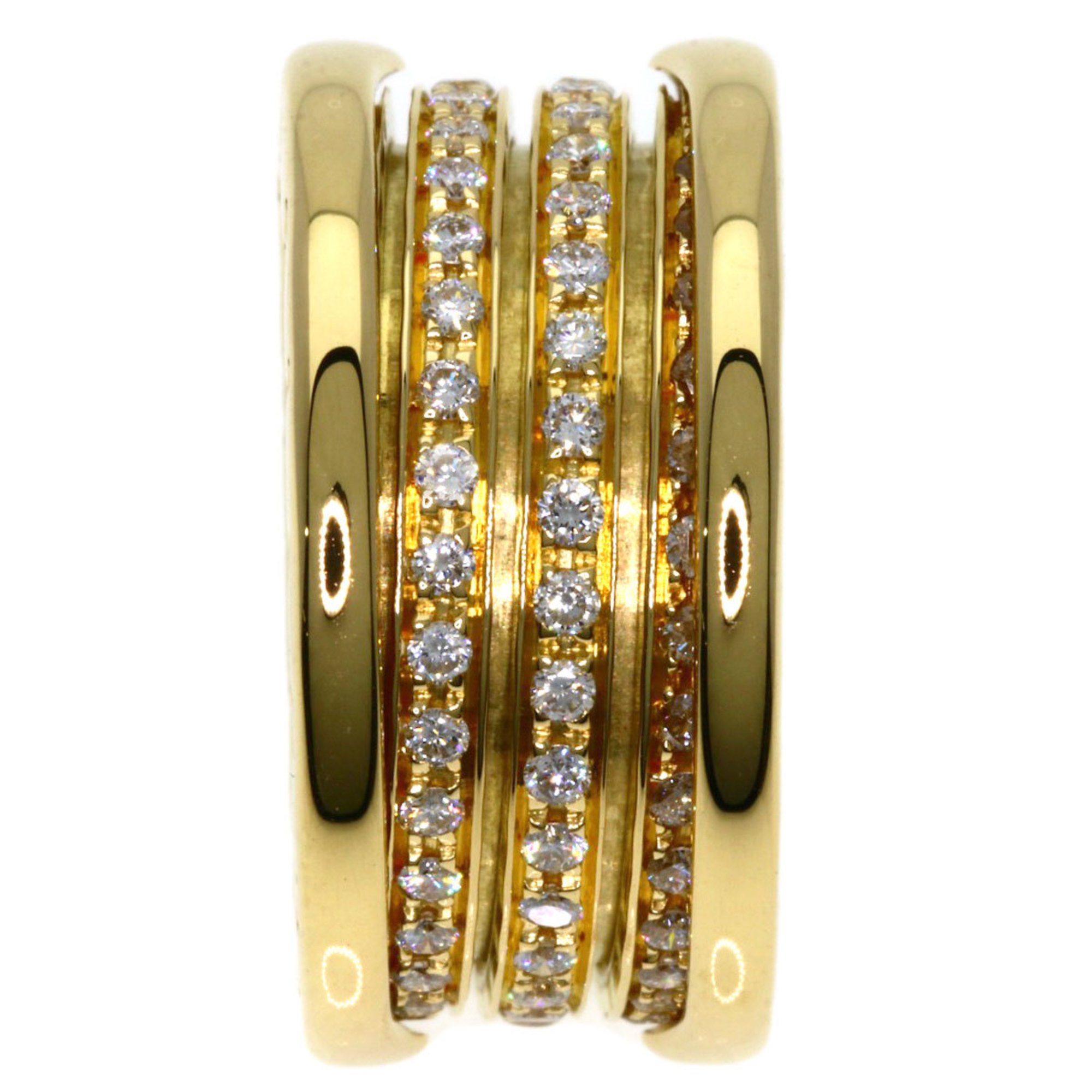 BVLGARI B-zero1 3-band full diamond #50 ring, K18 yellow gold, for women,