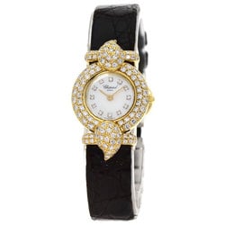 Chopard 43 6031S Kashmir Diamond Watch, 18K Yellow Gold, Leather, Women's,