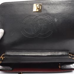 CHANEL Matelasse Full Flap Shoulder Bag, Lambskin, Women's, Black, A03568