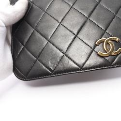 CHANEL Matelasse Full Flap Shoulder Bag, Lambskin, Women's, Black, A03568