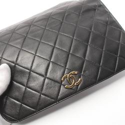 CHANEL Matelasse Full Flap Shoulder Bag, Lambskin, Women's, Black, A03568