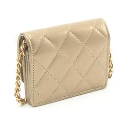 CHANEL Matelasse Shoulder Bag Leather Women's Gold