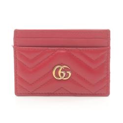 GUCCI GG Marmont Business Card Holder/Card Case Leather Women's Red 443127