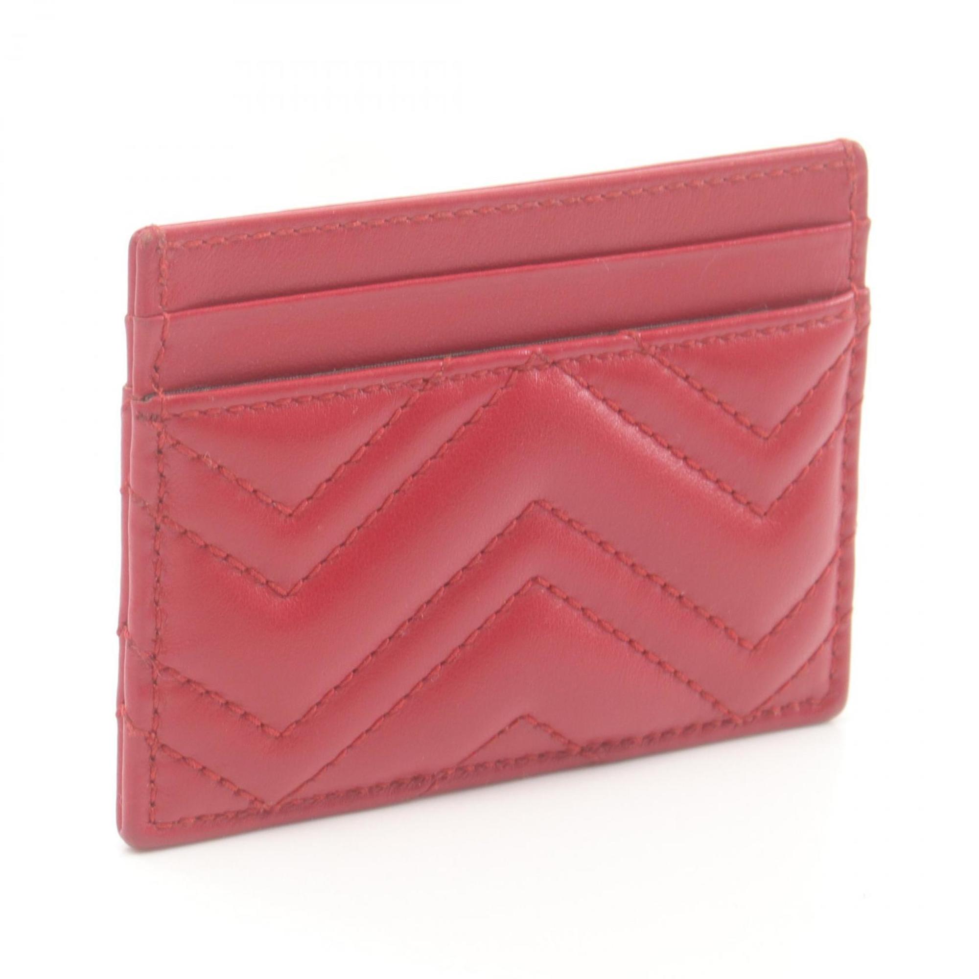 GUCCI GG Marmont Business Card Holder/Card Case Leather Women's Red 443127