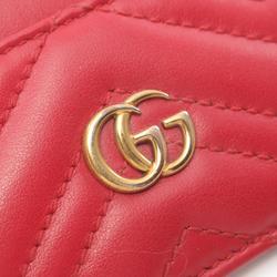 GUCCI GG Marmont Business Card Holder/Card Case Leather Women's Red 443127