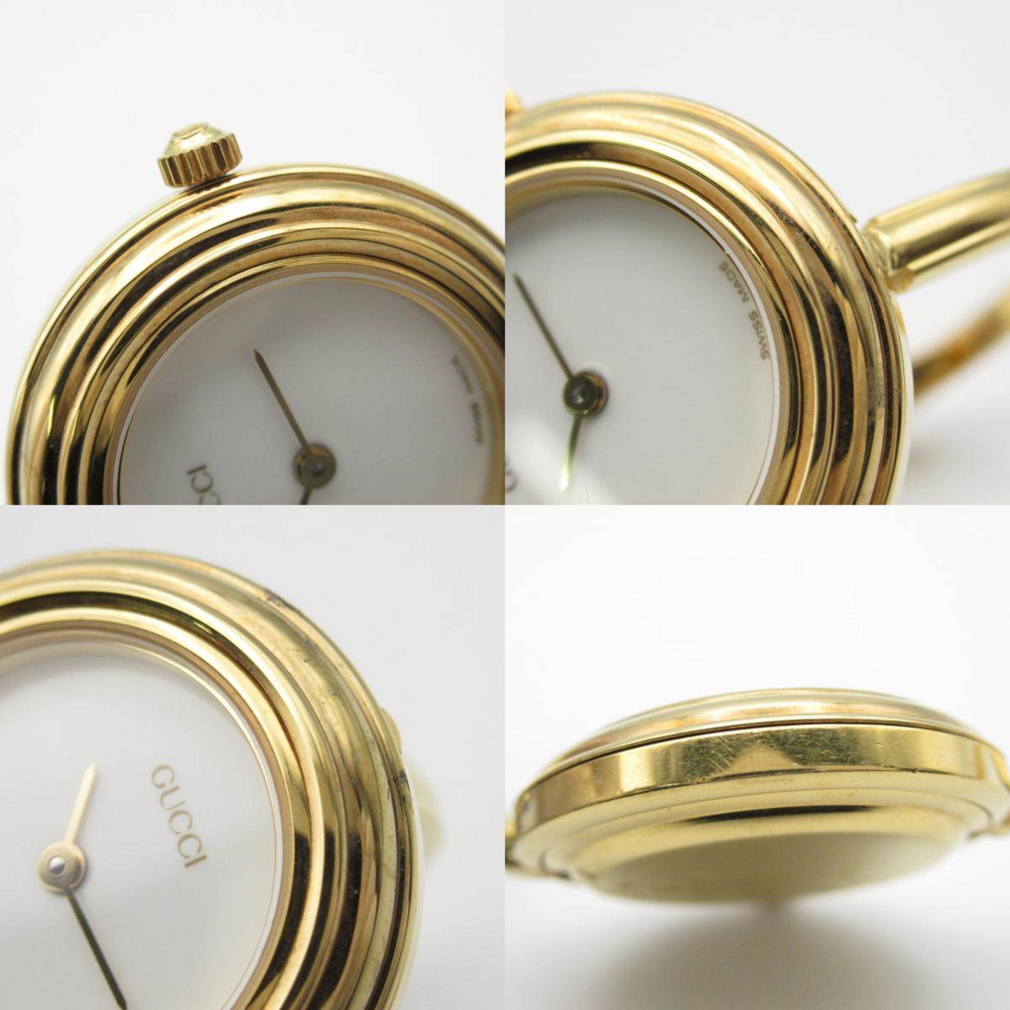 GUCCI Change Bezel Watch GP (Gold Plated) Women's White 11 12.2