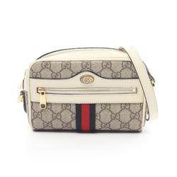 GUCCI Ophidia GG Supreme Shoulder Bag, Coated Canvas, Leather, Women's, Beige, Multicolor, 517350