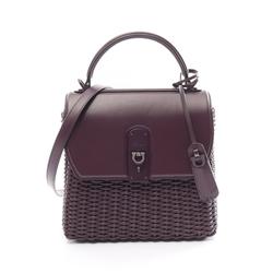 Salvatore Ferragamo Gancini handbag, leather bag, women's, purple, 211063