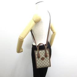 GUCCI Interlocking G Tote Bag 2-way Shoulder Coated Canvas Leather Women's Brown 671623