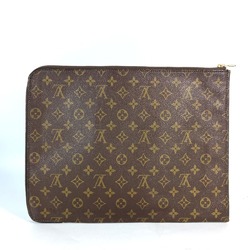 LOUIS VUITTON M53456 Monogram Poche Document L-shaped Pouch Case Clutch Bag Canvas Men's Brown