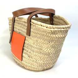 LOEWE A223S92X01 Anagram Shoulder Bag Basket Medium Tote Straw Women's Orange