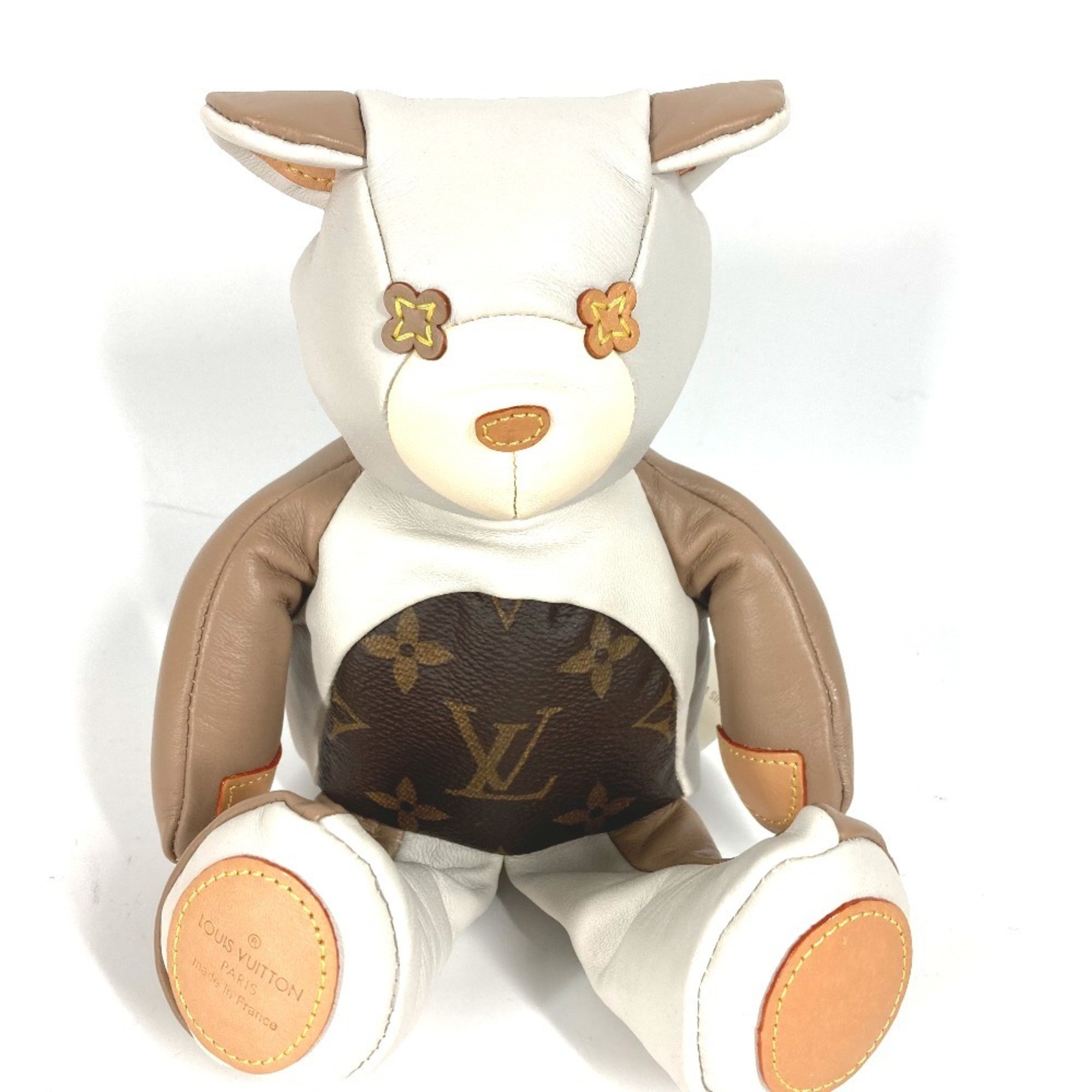 LOUIS VUITTON GI0142 Monogram Dudurui Doll Teddy Bear Stuffed Animal Leather Women's Brown