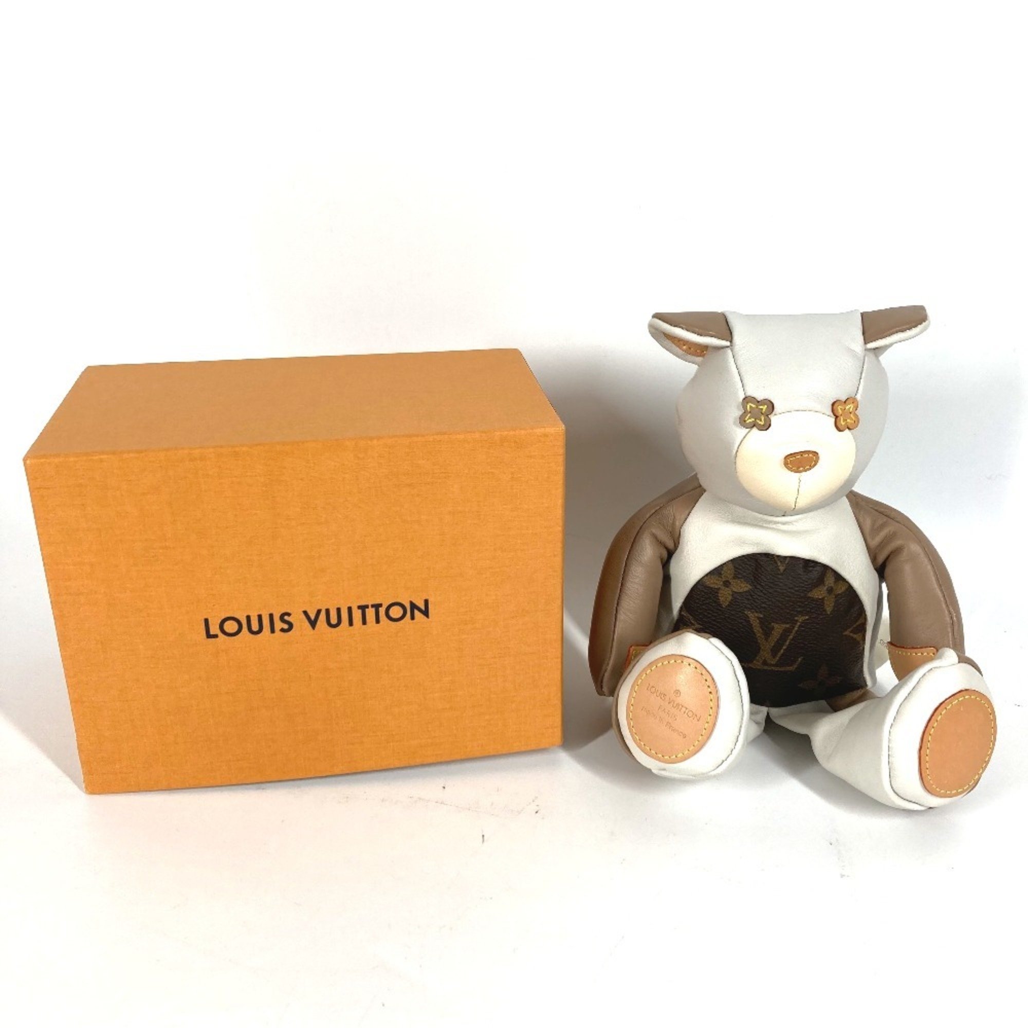 LOUIS VUITTON GI0142 Monogram Dudurui Doll Teddy Bear Stuffed Animal Leather Women's Brown