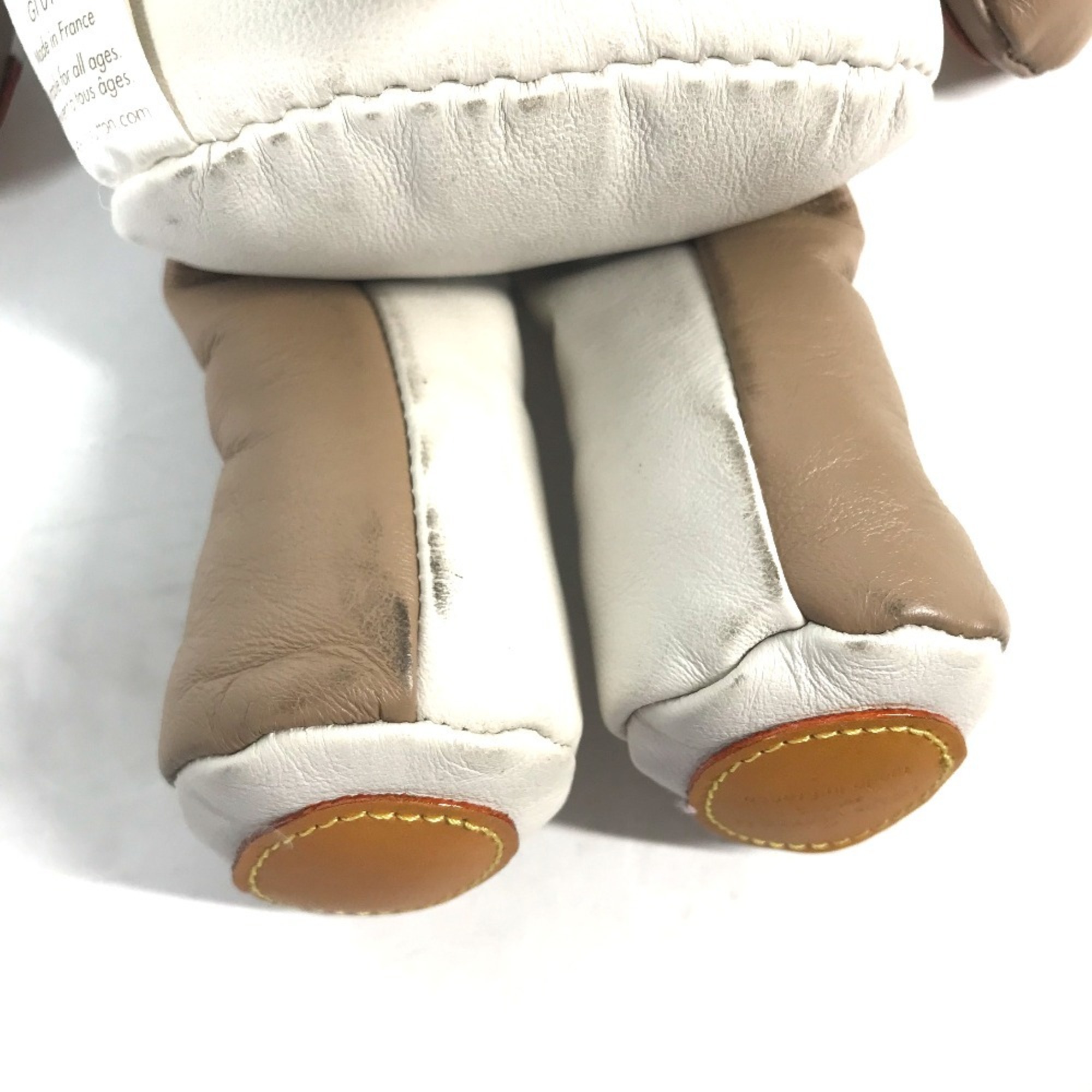 LOUIS VUITTON GI0142 Monogram Dudurui Bear Doll Stuffed Animal Leather Women's White