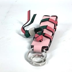 LOEWE Anagram Bicolor Braided Strap Bag Charm Key Ring Holder Leather Women's Pink x Green E-240710-18