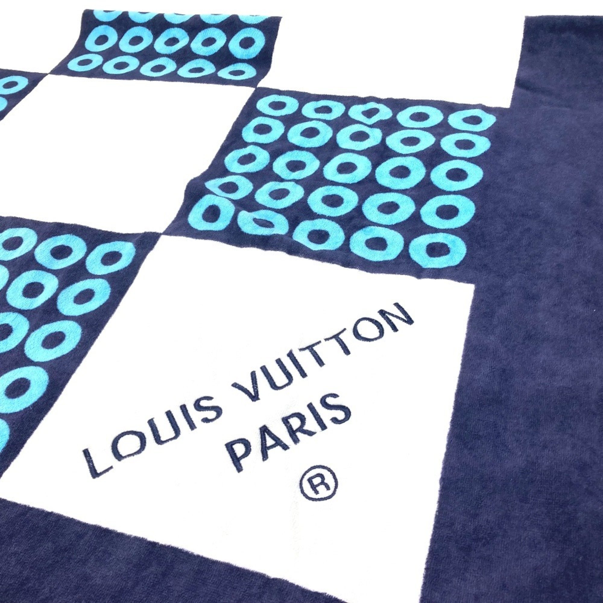 LOUIS VUITTON Louis Vuitton Bath Towel, Knee Blanket, Beach Cotton, Women's, Blue