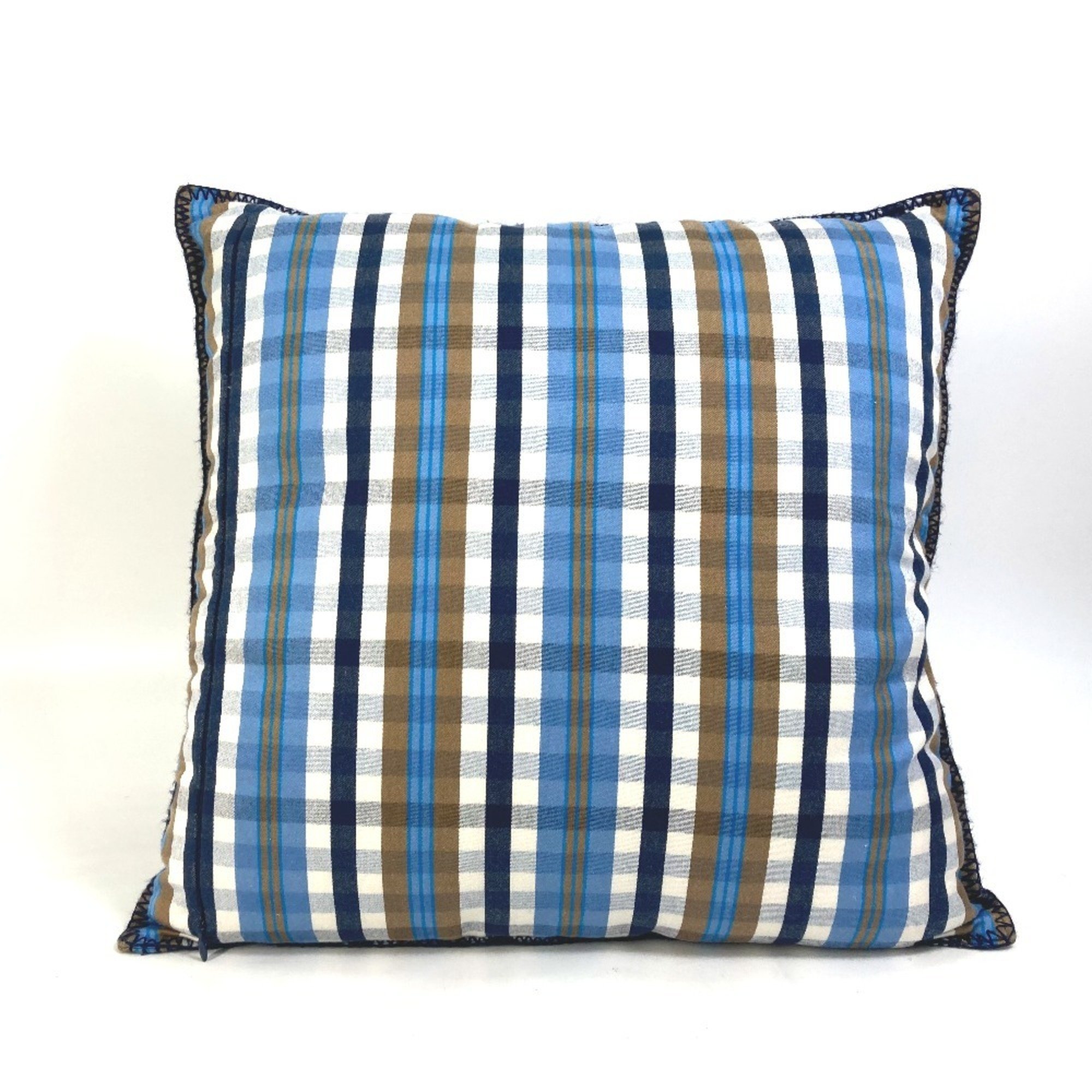 LOUIS VUITTON M75592 Check Madras Cousin Square Pillow Cushion Wool Cotton Men's Women's Blue