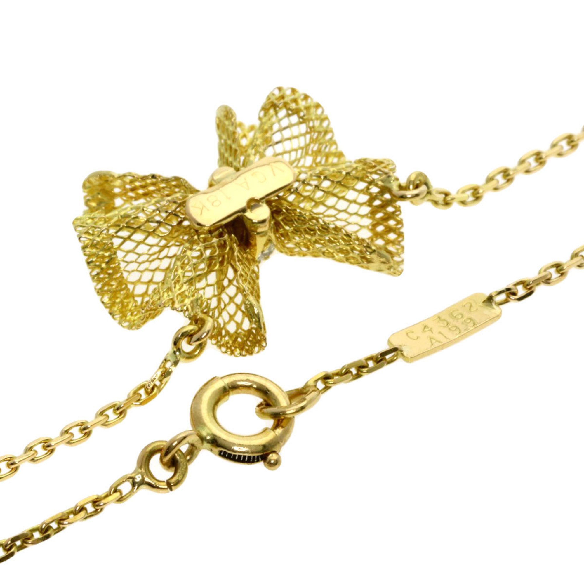 Van Cleef & Arpels Mesh Ribbon Diamond Necklace K18 Yellow Gold Women's