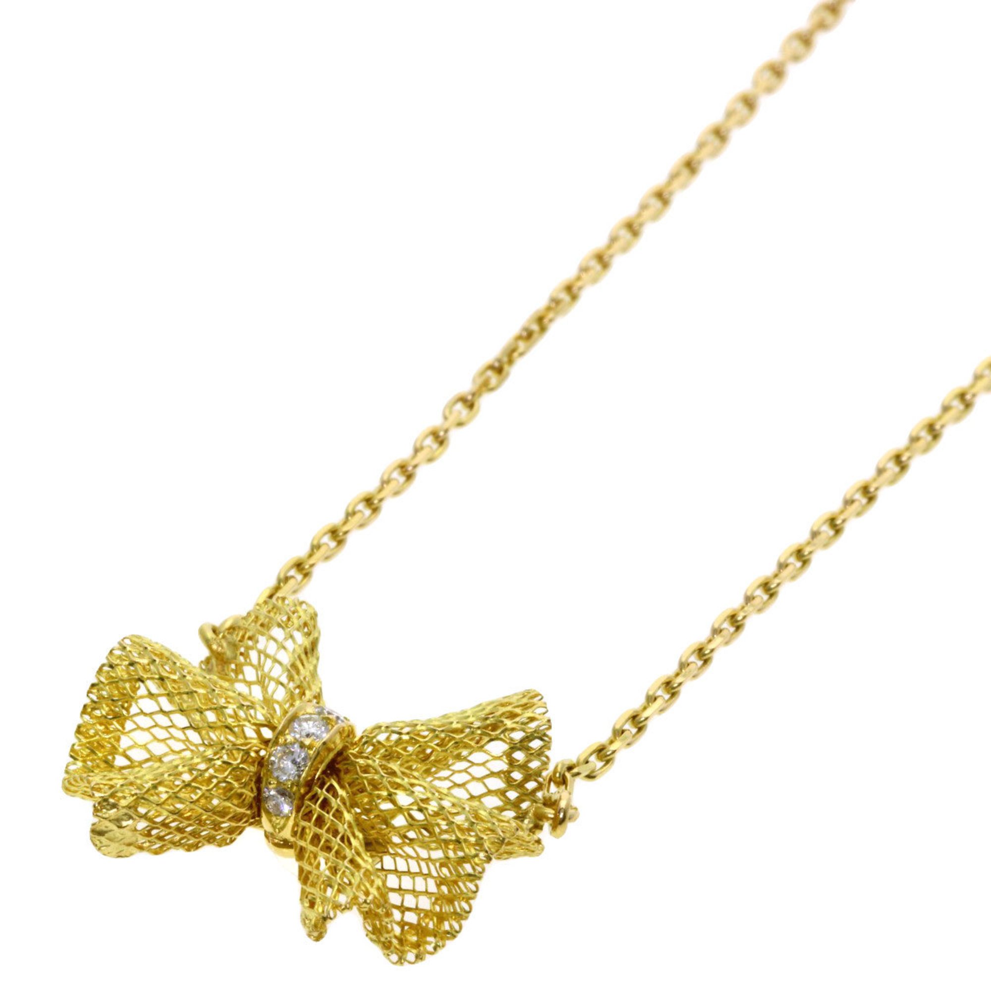 Van Cleef & Arpels Mesh Ribbon Diamond Necklace K18 Yellow Gold Women's