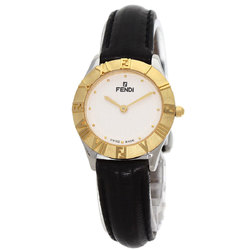 Fendi 2000L watch in stainless steel and leather for women