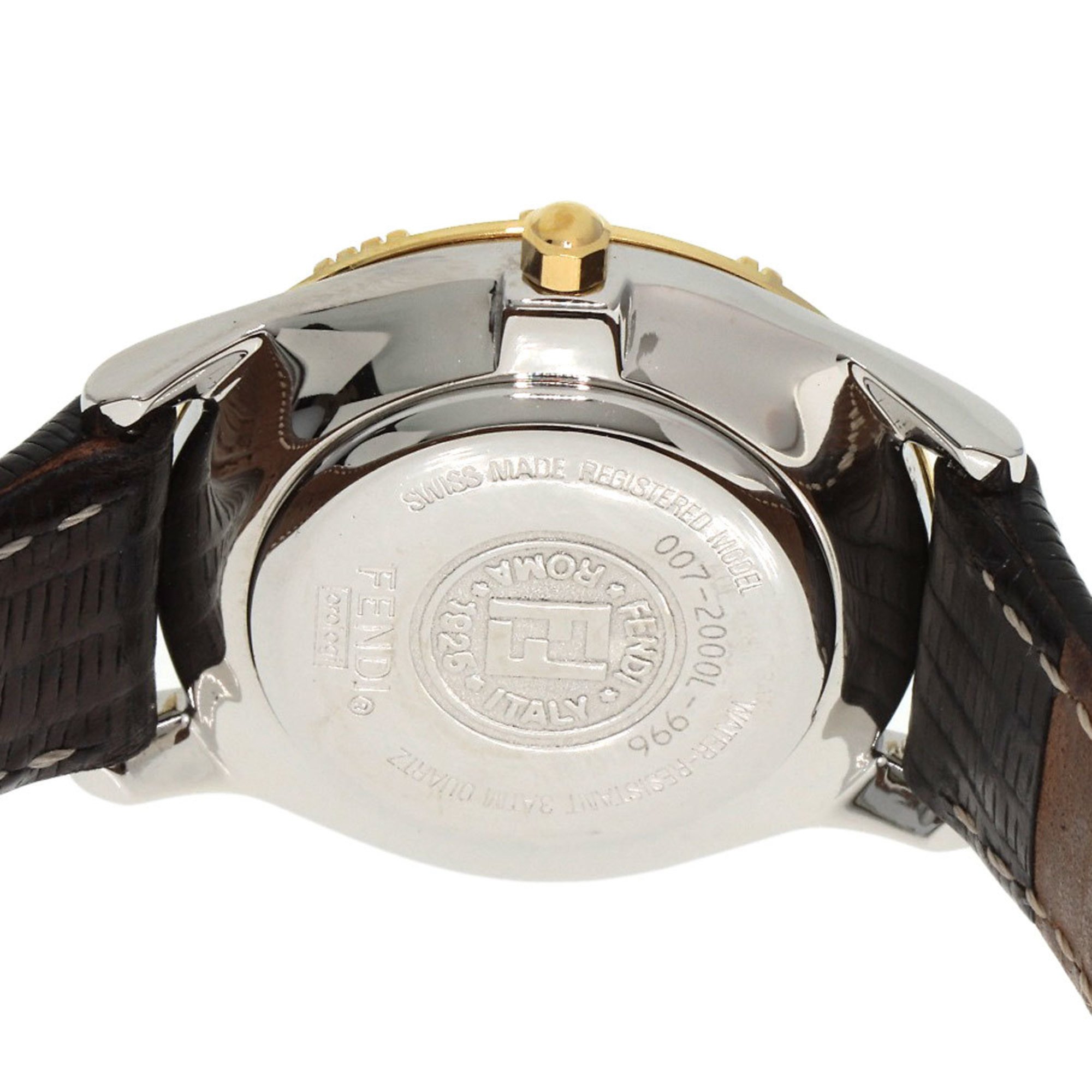 Fendi 2000L watch in stainless steel and leather for women