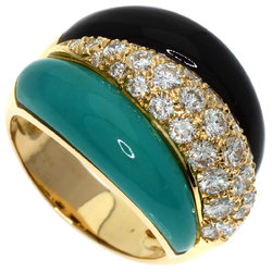 Van Cleef & Arpels Turquoise Onyx Diamond Ring, 18K Yellow Gold, Women's,