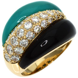 Van Cleef & Arpels Turquoise Onyx Diamond Ring, 18K Yellow Gold, Women's,