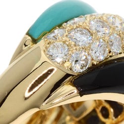 Van Cleef & Arpels Turquoise Onyx Diamond Ring, 18K Yellow Gold, Women's,