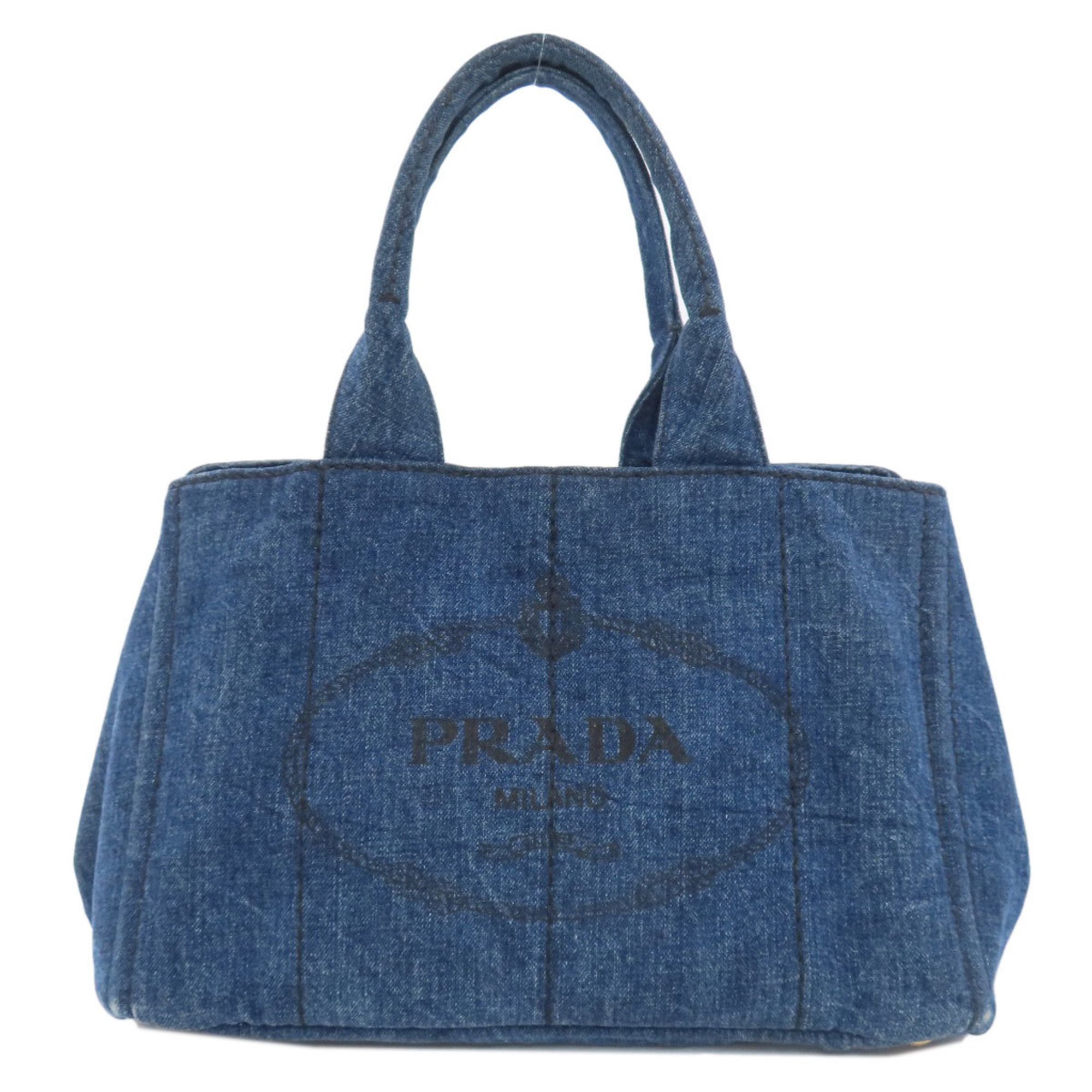 PRADA B1877B Canapa Tote Bag Denim Women's