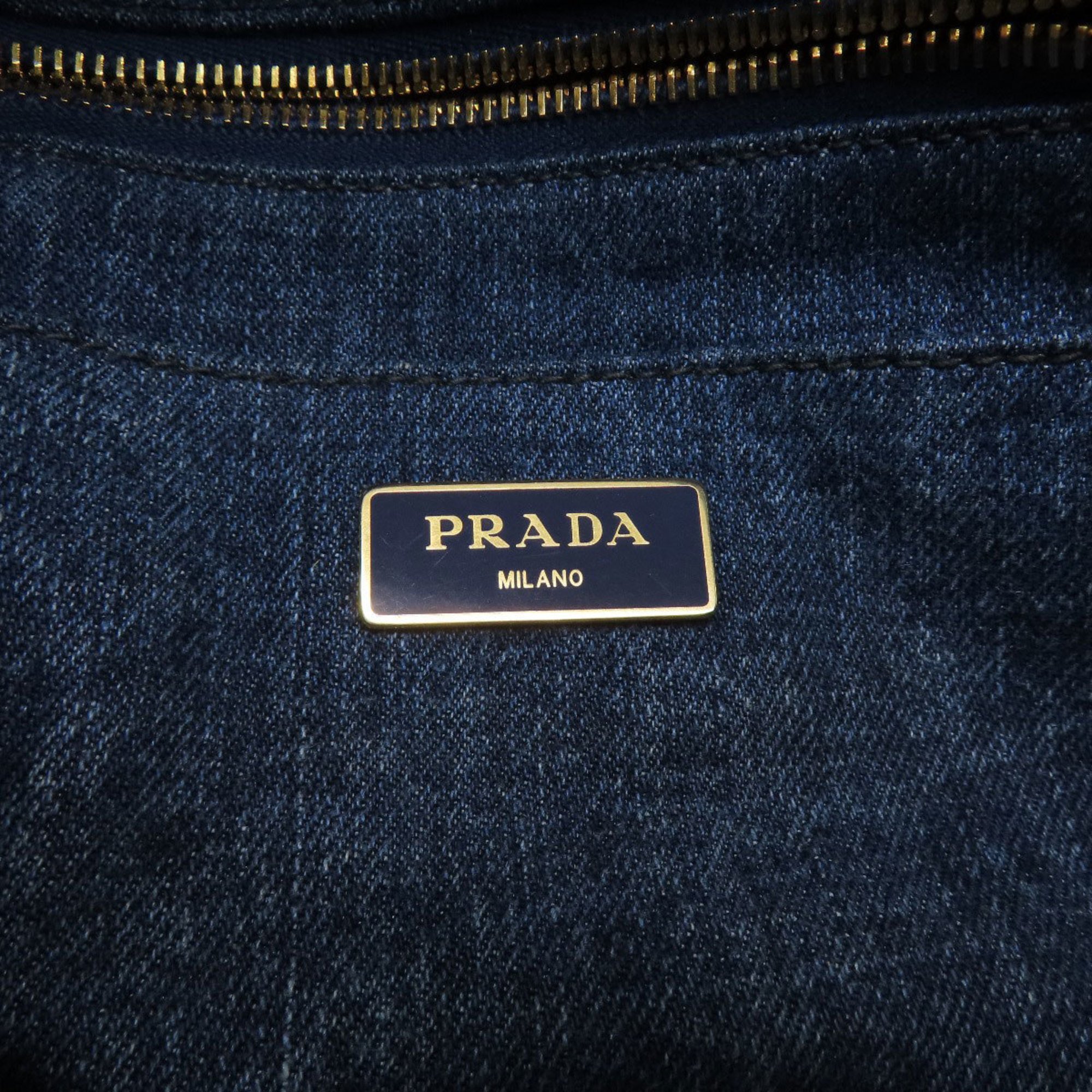 PRADA B1877B Canapa Tote Bag Denim Women's