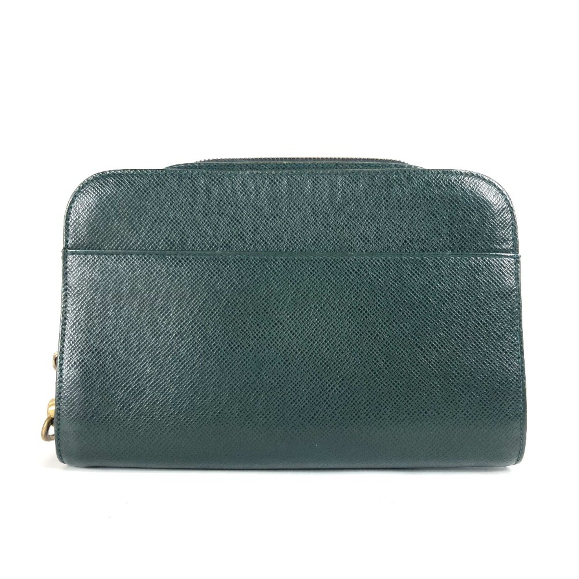 LOUIS VUITTON M30184 Taiga Baikal Clutch Bag Pouch with Strap Second Leather Men's Episea Green