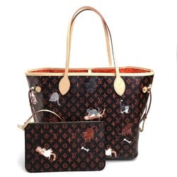 LOUIS VUITTON M44441 Monogram Neverfull MM Catgram Tote Bag Canvas Women's Maroon Brown