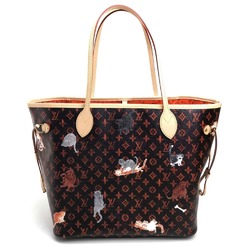 LOUIS VUITTON M44441 Monogram Neverfull MM Catgram Tote Bag Canvas Women's Maroon Brown