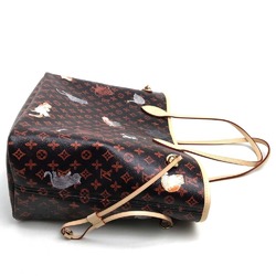 LOUIS VUITTON M44441 Monogram Neverfull MM Catgram Tote Bag Canvas Women's Maroon Brown