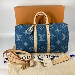 LOUIS VUITTON Louis Vuitton M24315 New LV Remix Keepall Bandouliere 45 Boston Bag Monogram Denim Women's Blue