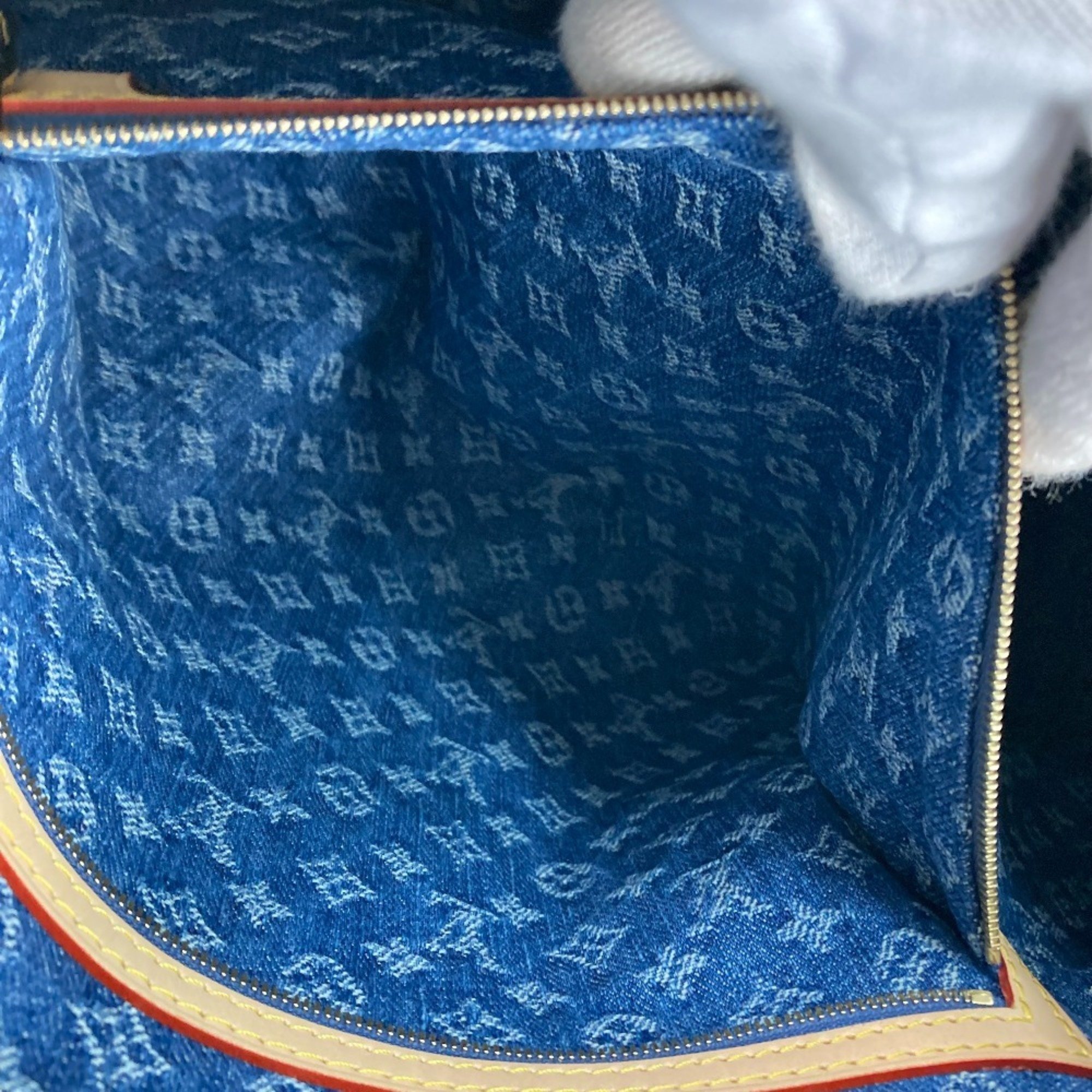 LOUIS VUITTON Louis Vuitton M24315 New LV Remix Keepall Bandouliere 45 Boston Bag Monogram Denim Women's Blue