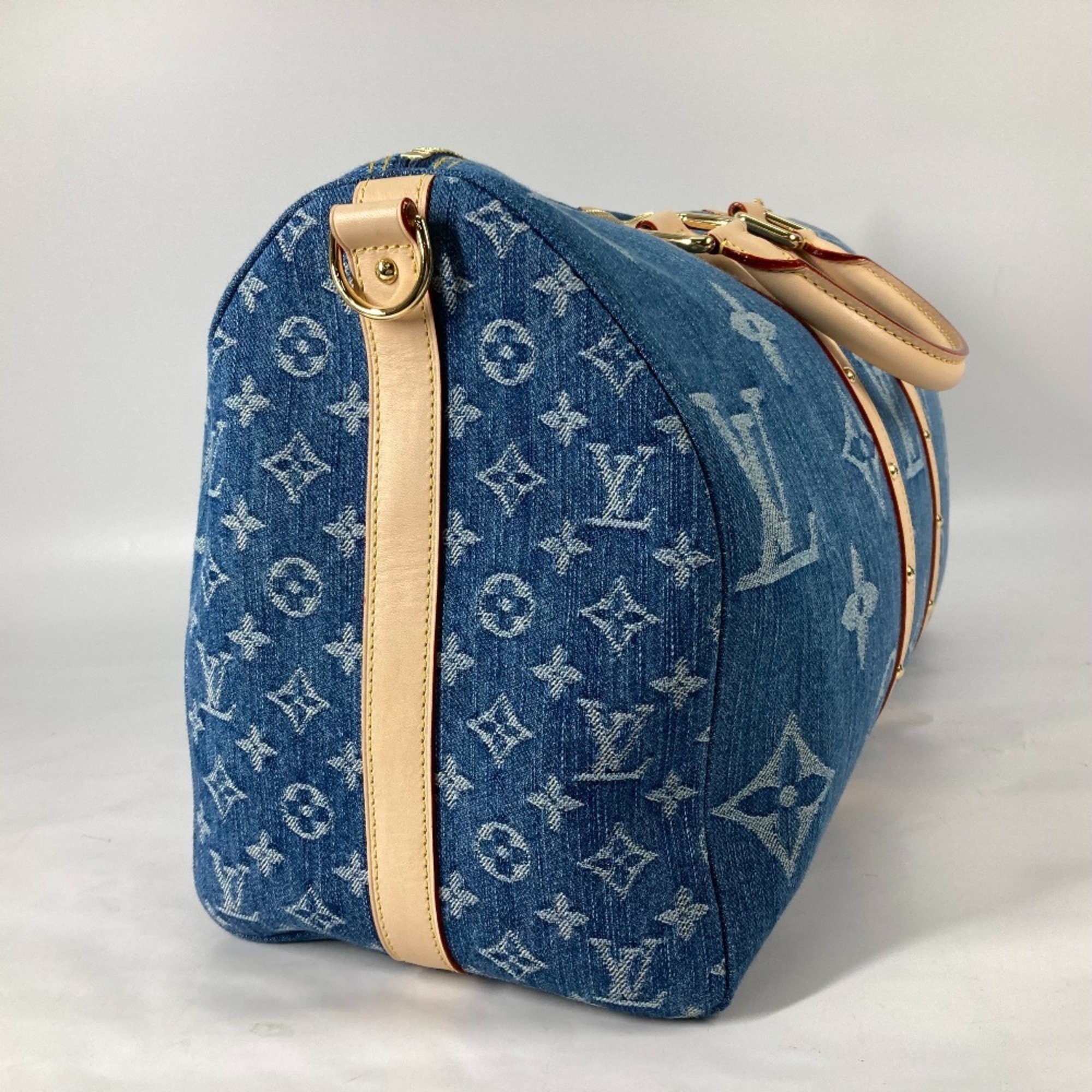 LOUIS VUITTON Louis Vuitton M24315 New LV Remix Keepall Bandouliere 45 Boston Bag Monogram Denim Women's Blue