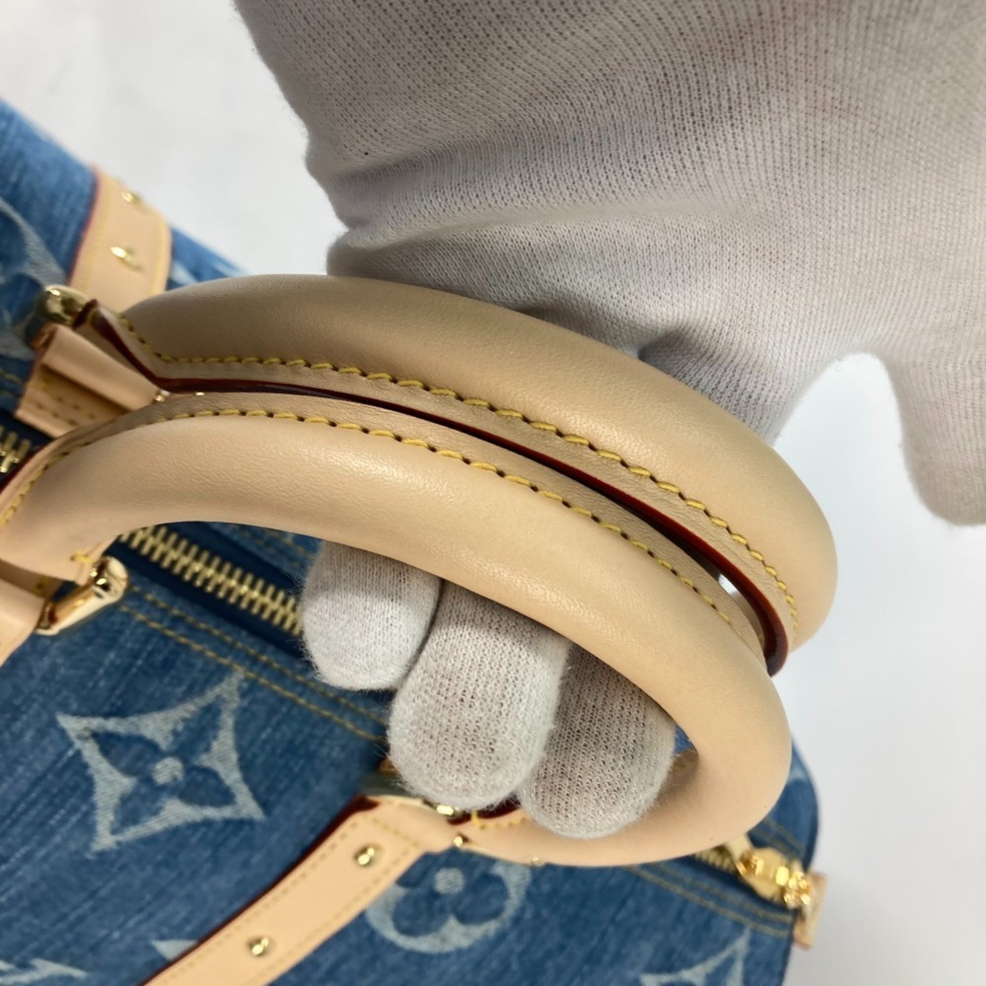 LOUIS VUITTON Louis Vuitton M24315 New LV Remix Keepall Bandouliere 45 Boston Bag Monogram Denim Women's Blue