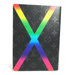 LOUIS VUITTON GI0406 Monogram Eclipse Rainbow Caix Clemence Notebook Memo Pad Stationery Canvas Men's Black