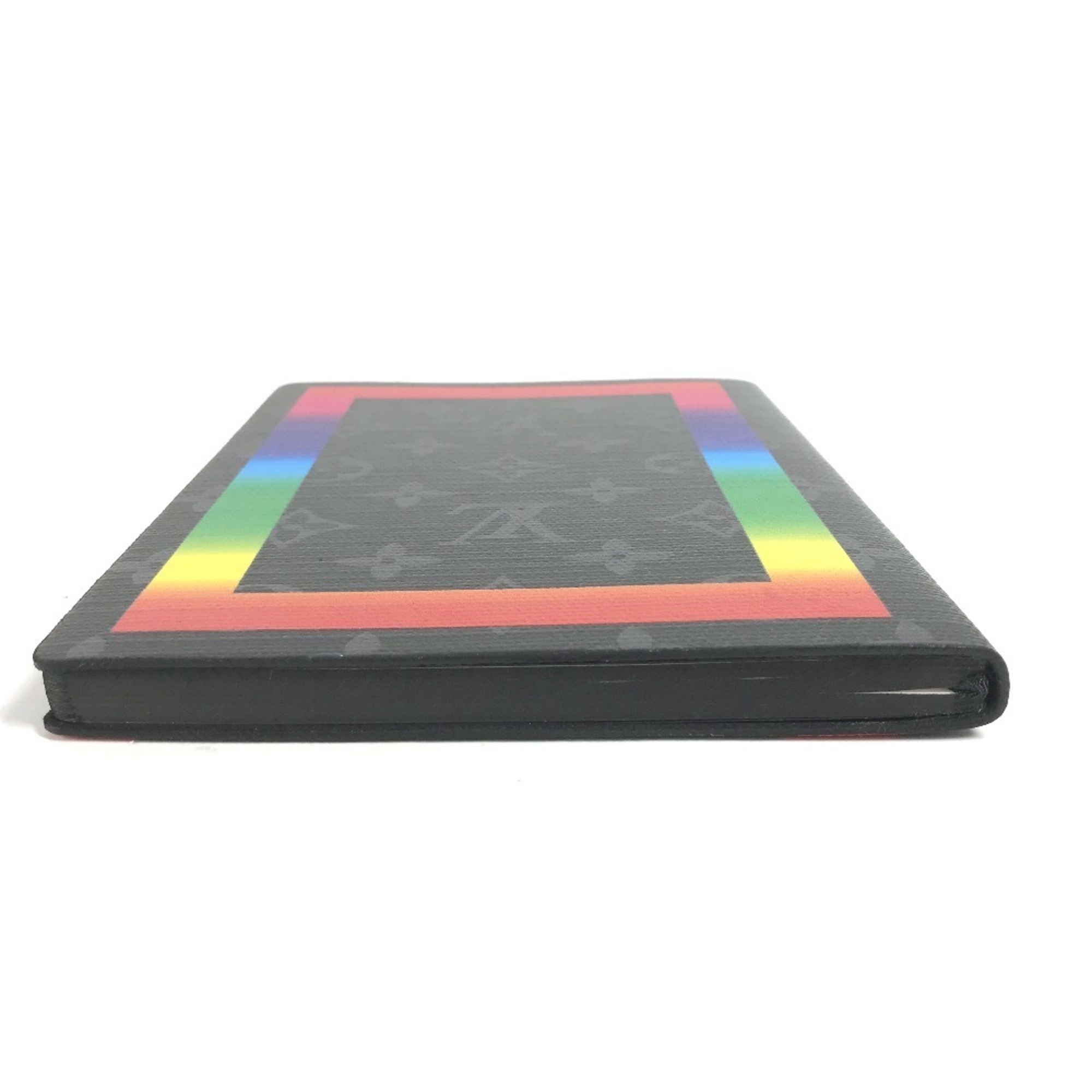 LOUIS VUITTON GI0406 Monogram Eclipse Rainbow Caix Clemence Notebook Memo Pad Stationery Canvas Men's Black