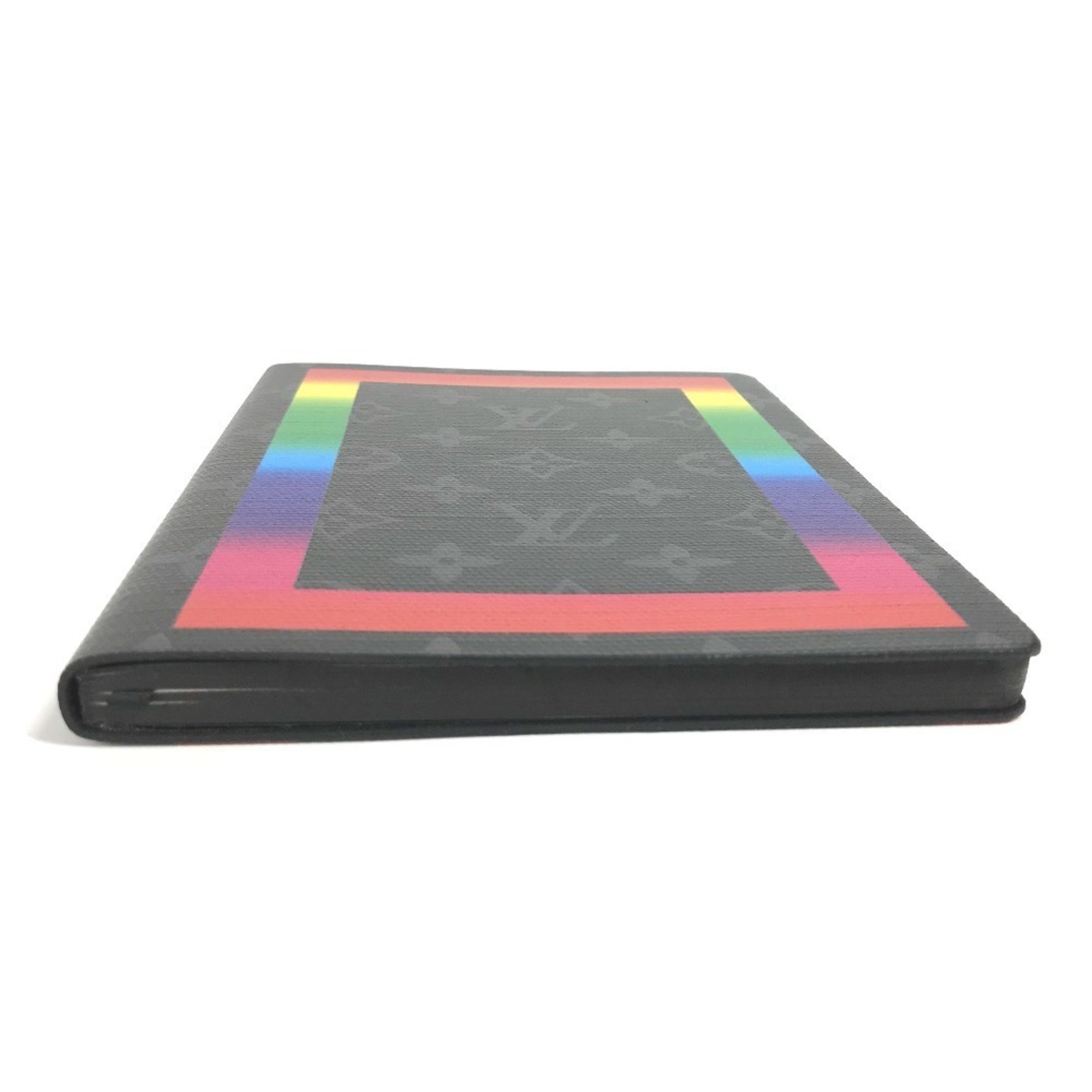 LOUIS VUITTON GI0406 Monogram Eclipse Rainbow Caix Clemence Notebook Memo Pad Stationery Canvas Men's Black