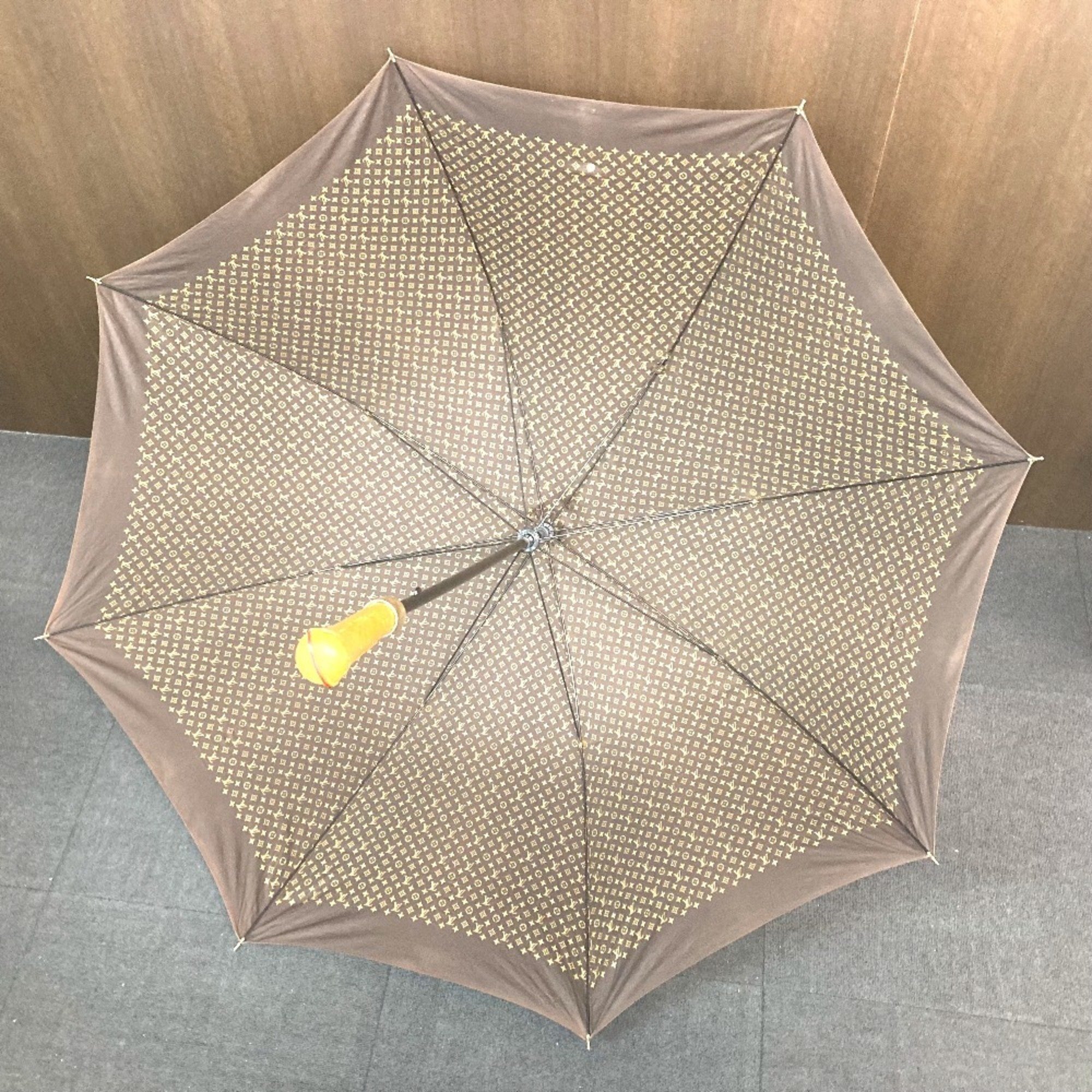 LOUIS VUITTON Louis Vuitton 2003 Golf Cup Japan Parasol Long Umbrella Cotton Polyamide Men's Brown