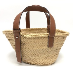 LOEWE 327.02.S93 Anagram Basket Bag Small Handbag Raffia Women's Beige