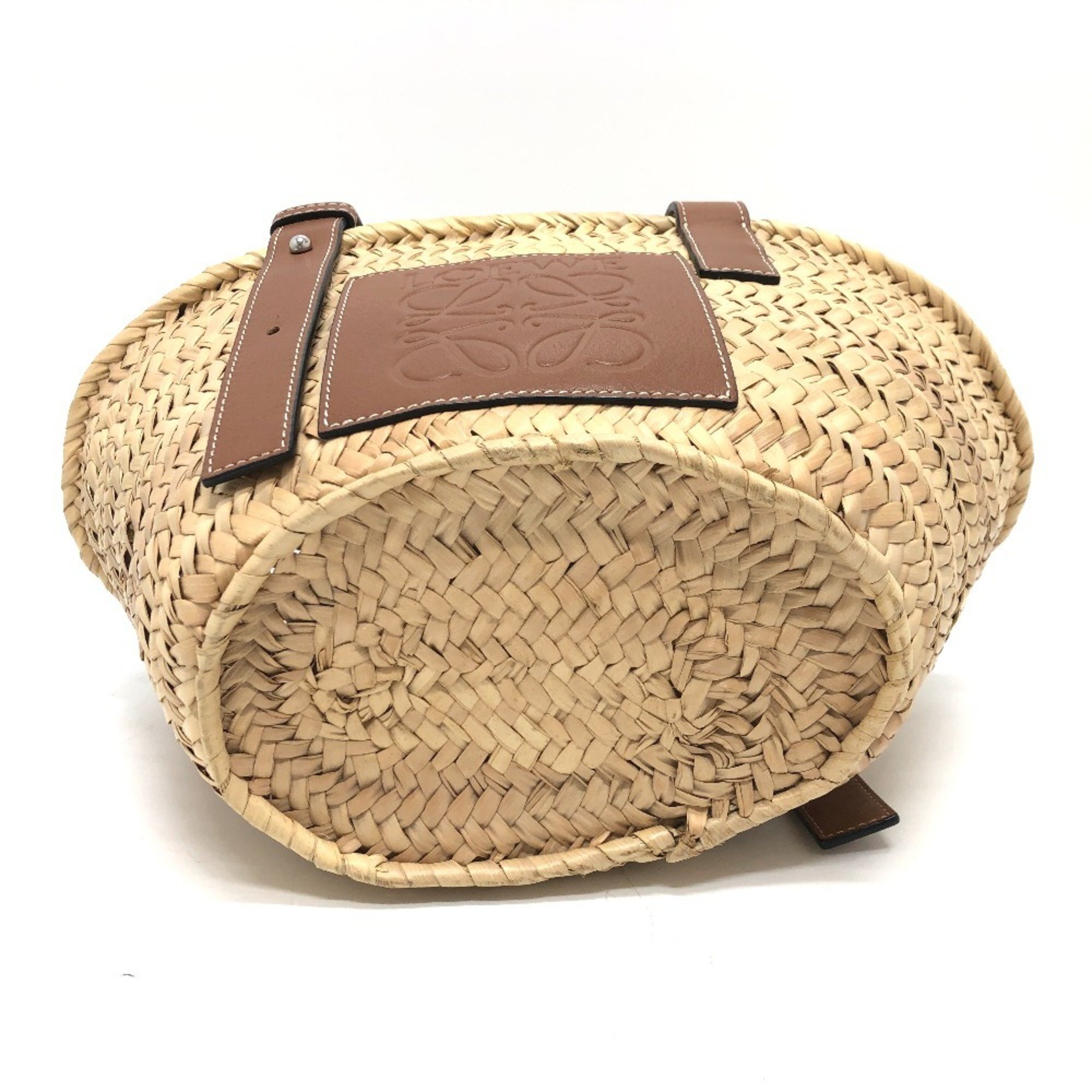 LOEWE 327.02.S93 Anagram Basket Bag Small Handbag Raffia Women's Beige