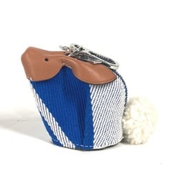 LOEWE Animal Series Bunny Rabbit Wallet/Coin Case Coin Purse Wallet Charm Canvas Leather Women's Blue x White E-240529-15