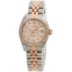 Rolex 179171G Datejust 10P Diamond Watch Stainless Steel SSxK18PG Everose Gold Ladies ROLEX