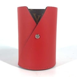 LOUIS VUITTON GI0187 Po Crayon Gaston Pen Holder Object Monogram Canvas Leather Women's Red