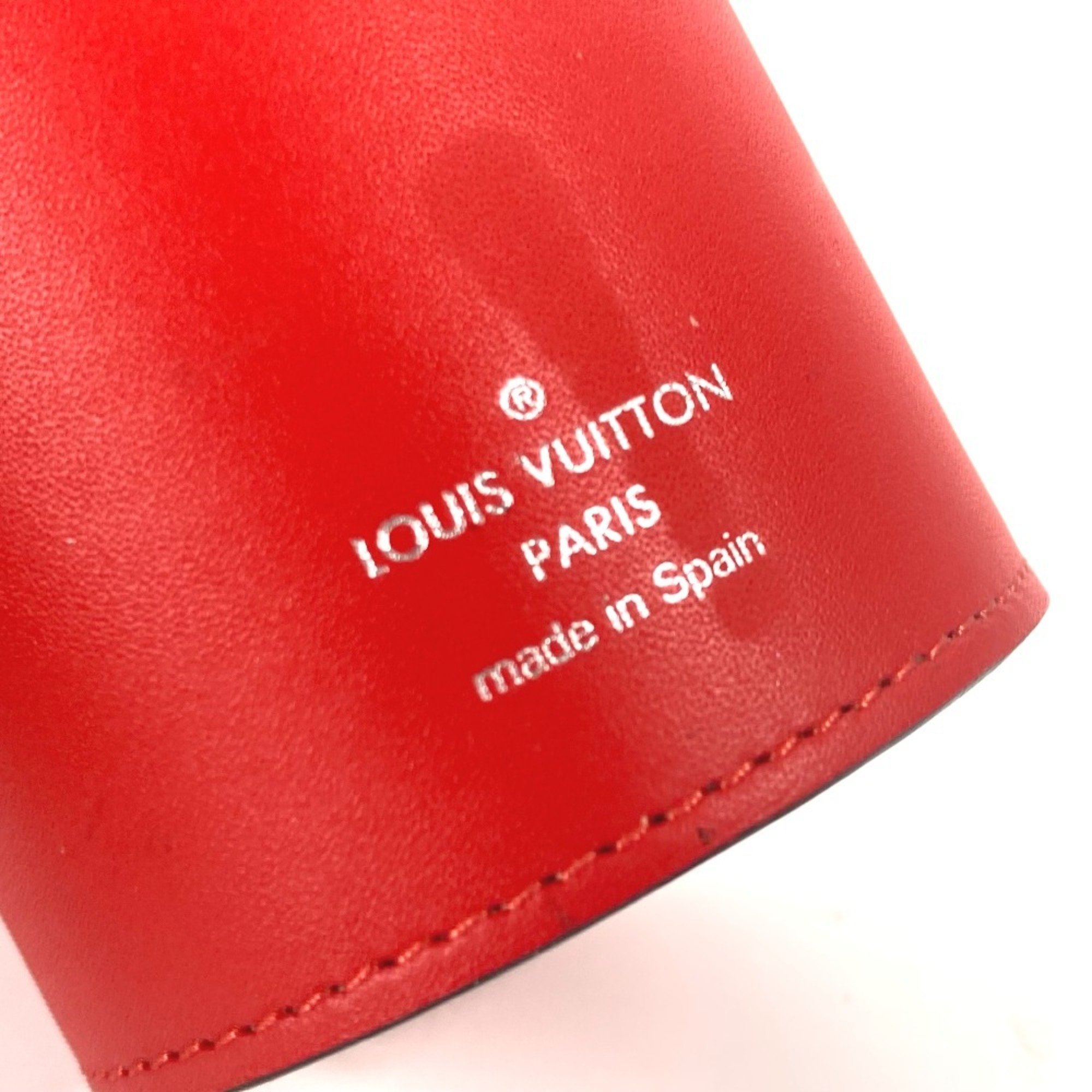 LOUIS VUITTON GI0187 Po Crayon Gaston Pen Holder Object Monogram Canvas Leather Women's Red