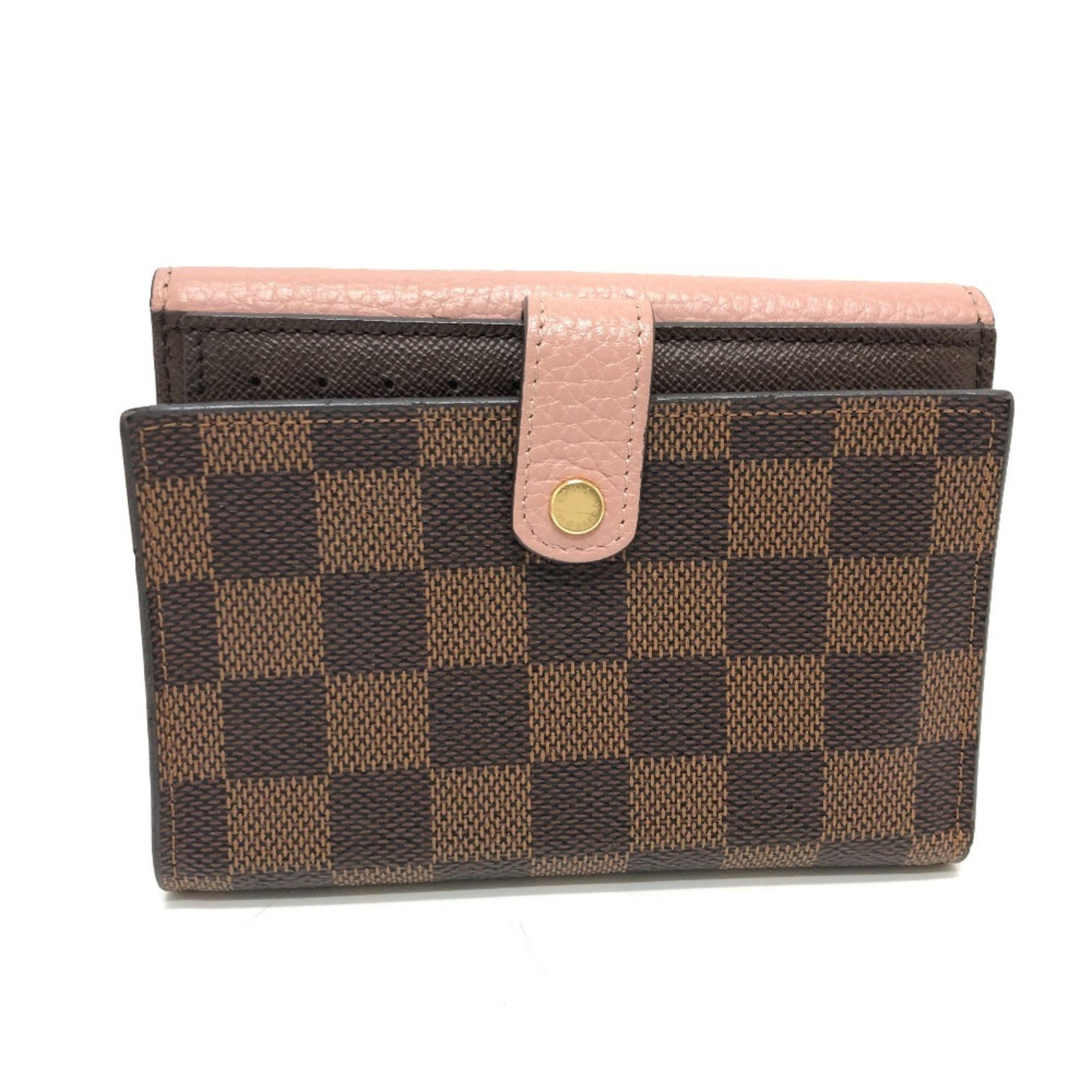 LOUIS VUITTON N60043 Portefeuille Normandy Bi-fold Wallet Damier Canvas Women's Rose Ballerine Brown