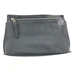 LOEWE Anagram T Pouch Clutch Bag Leather Men's Black